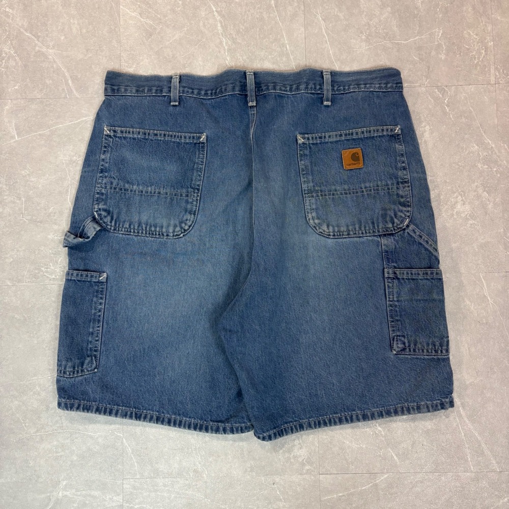 Carhartt Mens Denim Carpenter Shorts Blue Workwear Hammer Loop Relaxed Fit 4008